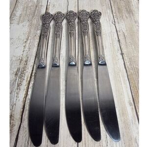 MSI Japan Stainless Steel Dessert Fruit Knives Ornate Floral Handles Set of‎ 5